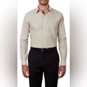 Van Heusen Men's Stain Shield Regular Fit Dress‎ Shirt - Oat - NWT